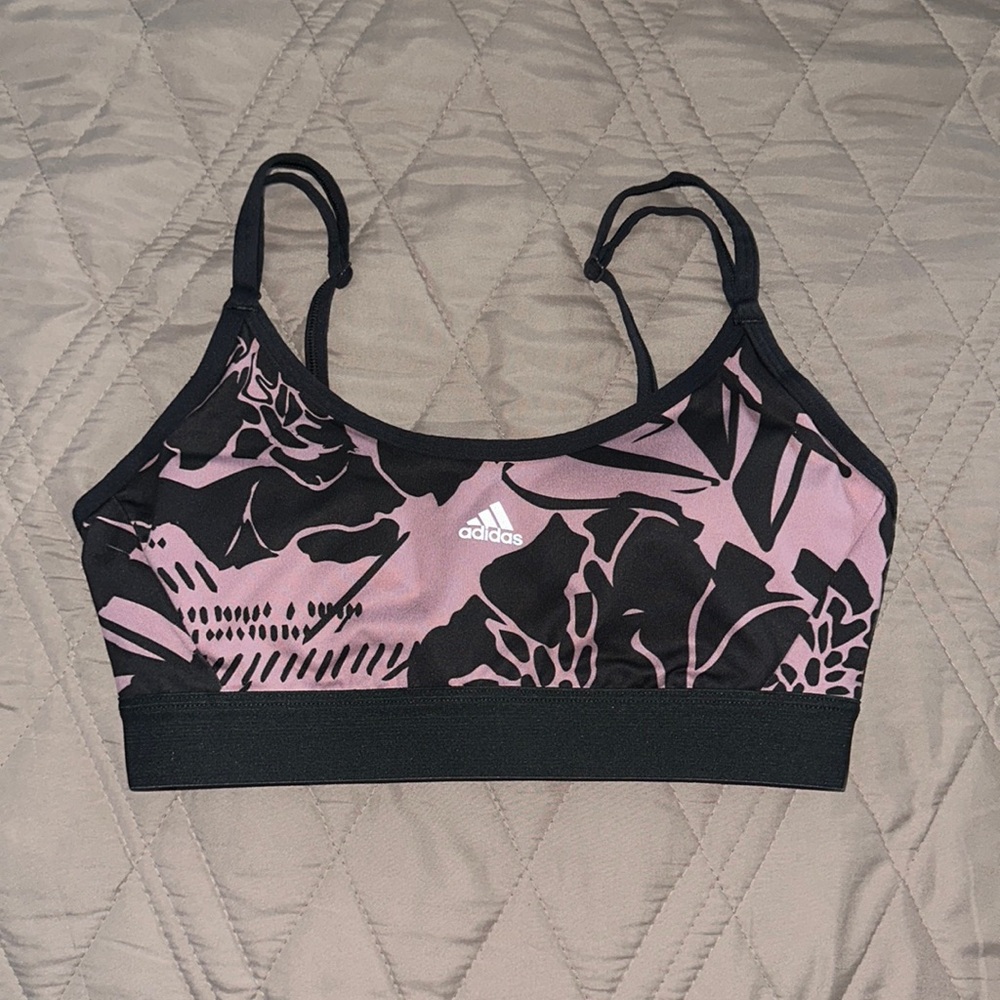 Adidas pink and blue sports bra